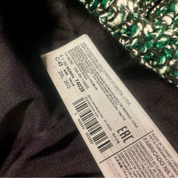 NWOT Mango Tweed Jacket with Buttons in Green & Black Women’s Plus Size 2XL - Picture 11 of 16